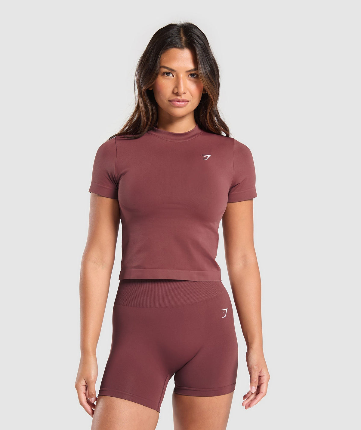 Everyday Seamless Tight Fit Tee Burgundy Brown