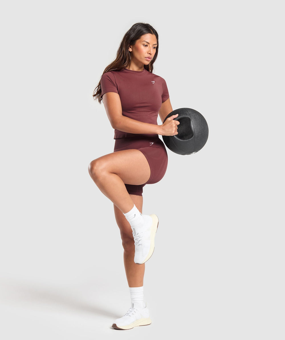 Everyday Seamless Tight Fit Tee Burgundy Brown