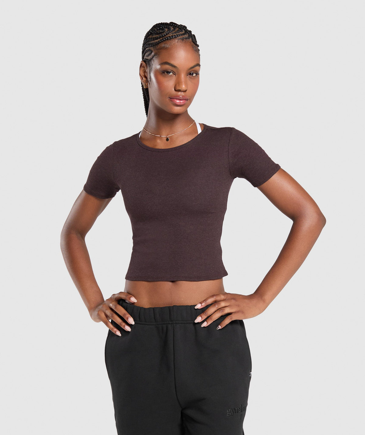 Rib T-Shirt Brown Marl
