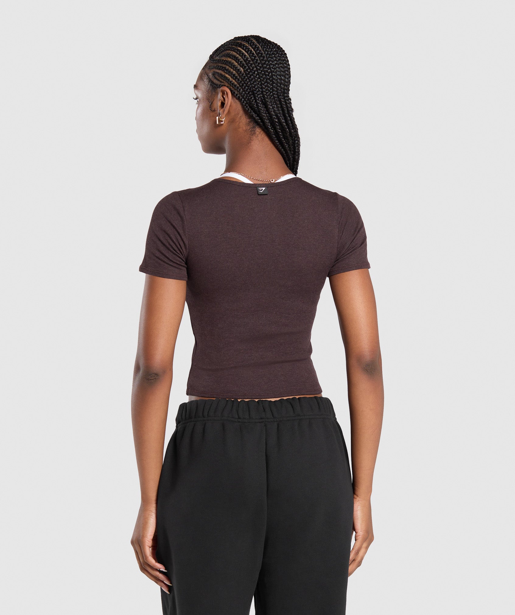 Rib T-Shirt Brown Marl