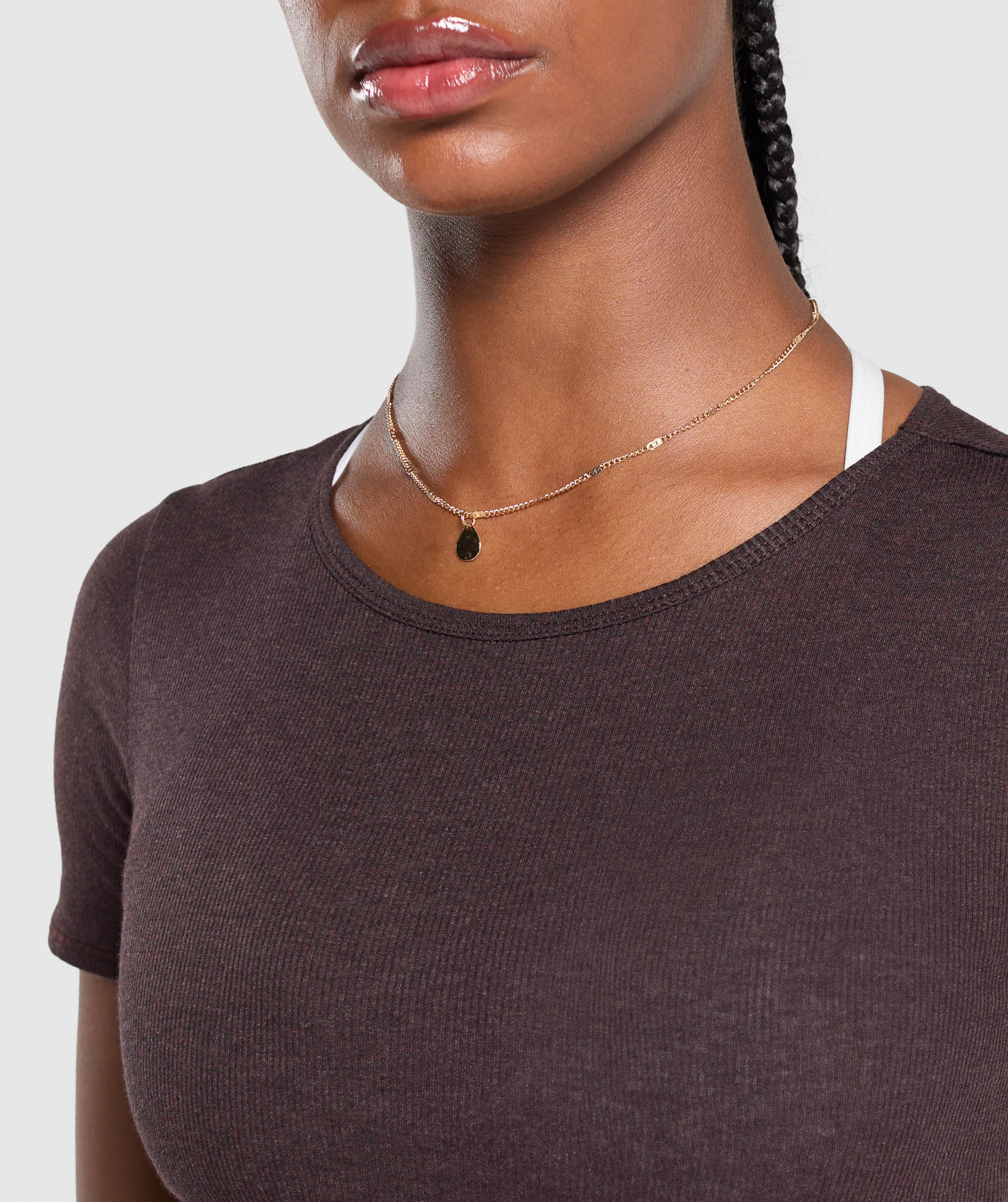 Rib T-Shirt Brown Marl