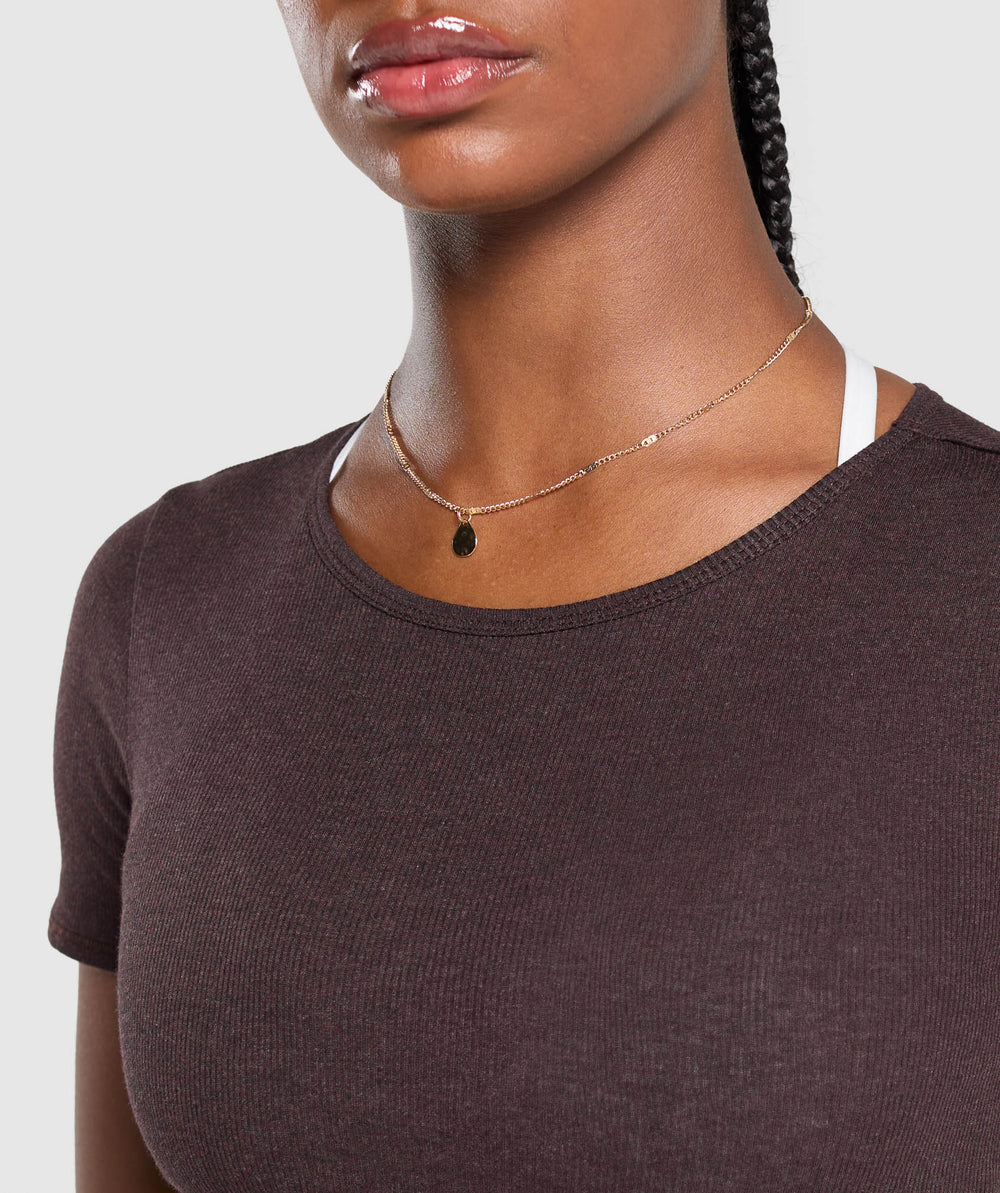 Rib T-Shirt Brown Marl