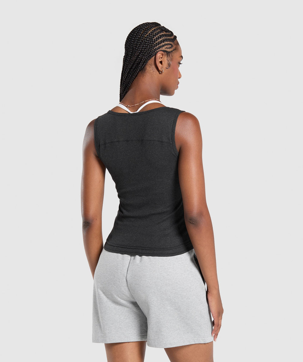 Rest Day Rib Top Black Marl