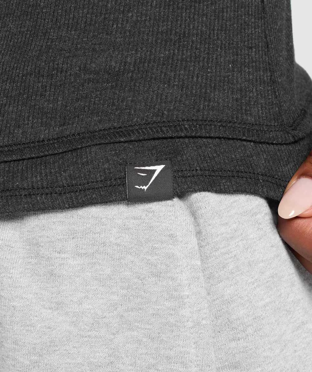 Rest Day Rib Top Black Marl