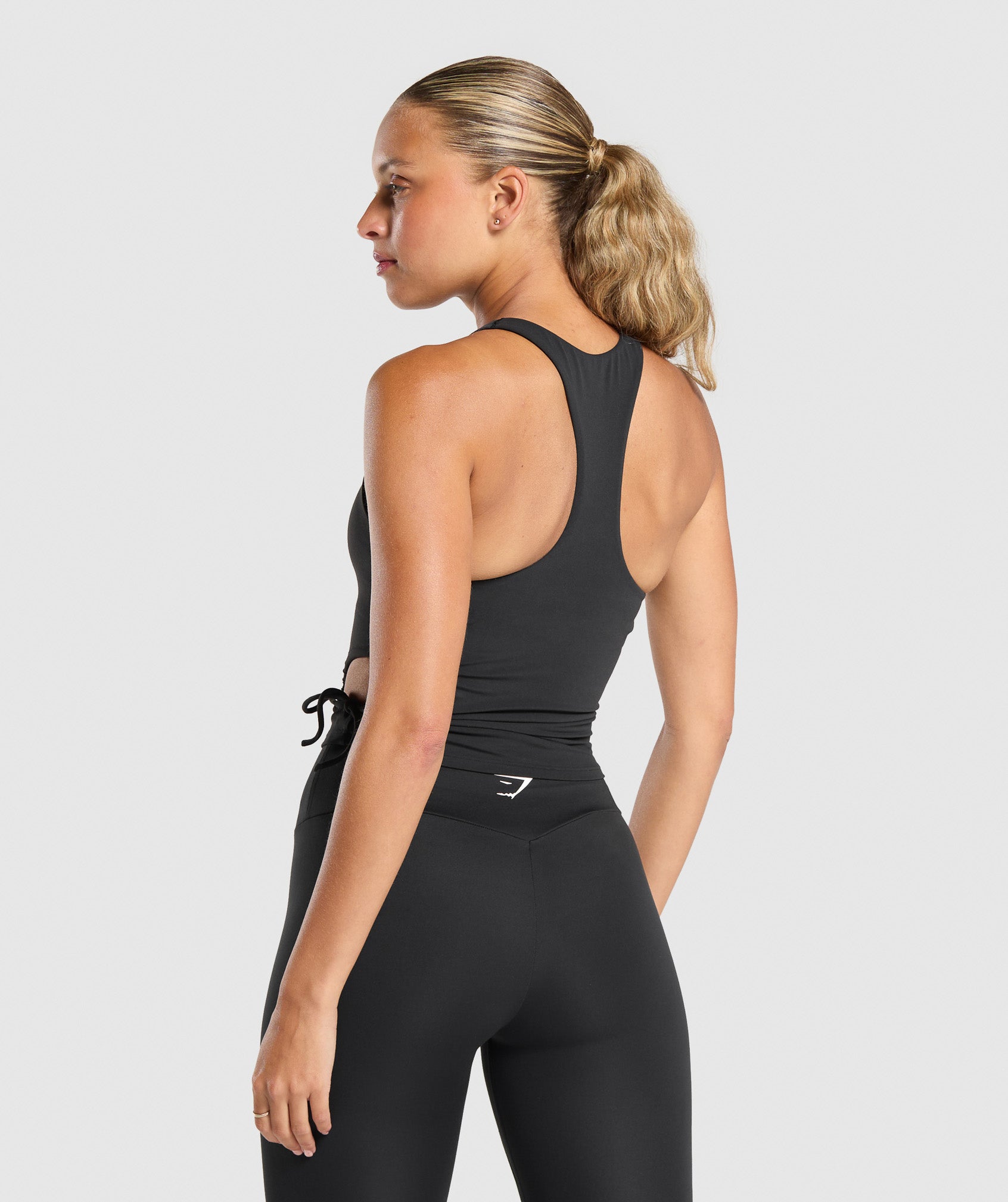 Ruched Side Tank With Shelf Black