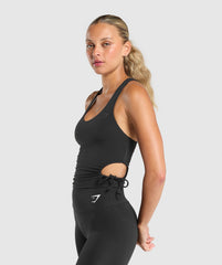 Ruched Side Tank With Shelf Black