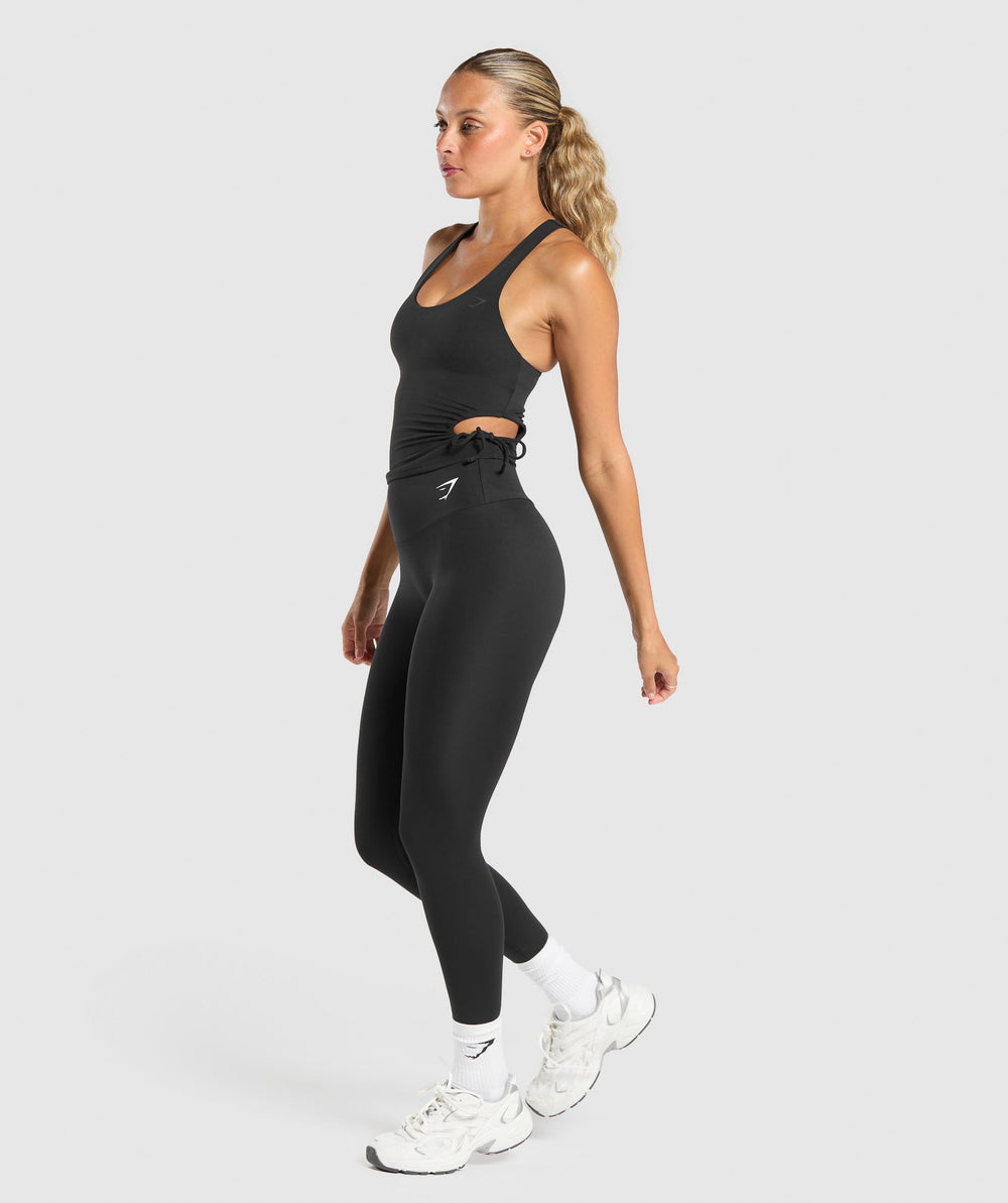 Ruched Side Tank With Shelf Black