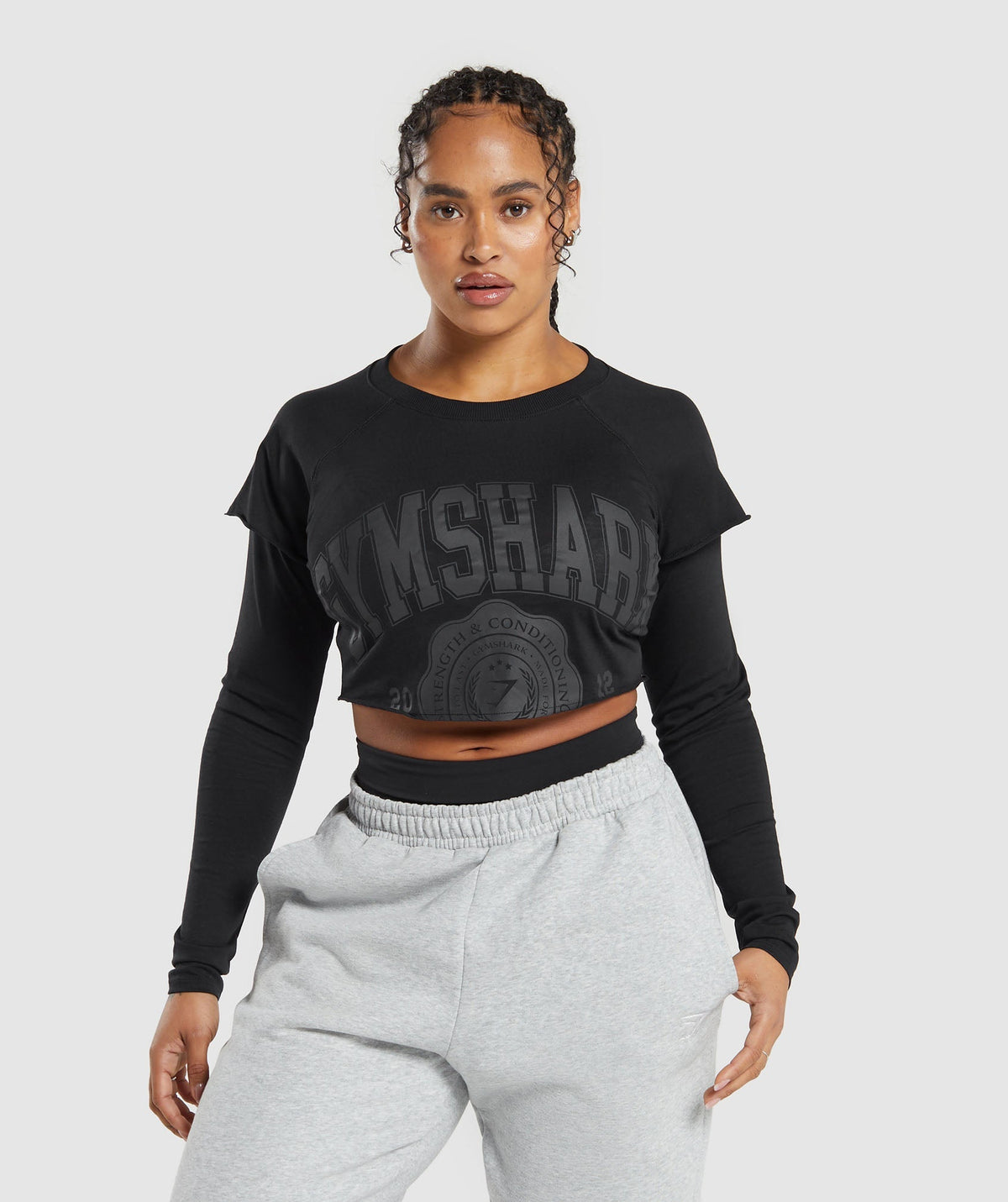 Lifting 2 In 1 Long Sleeve Crop Top Black