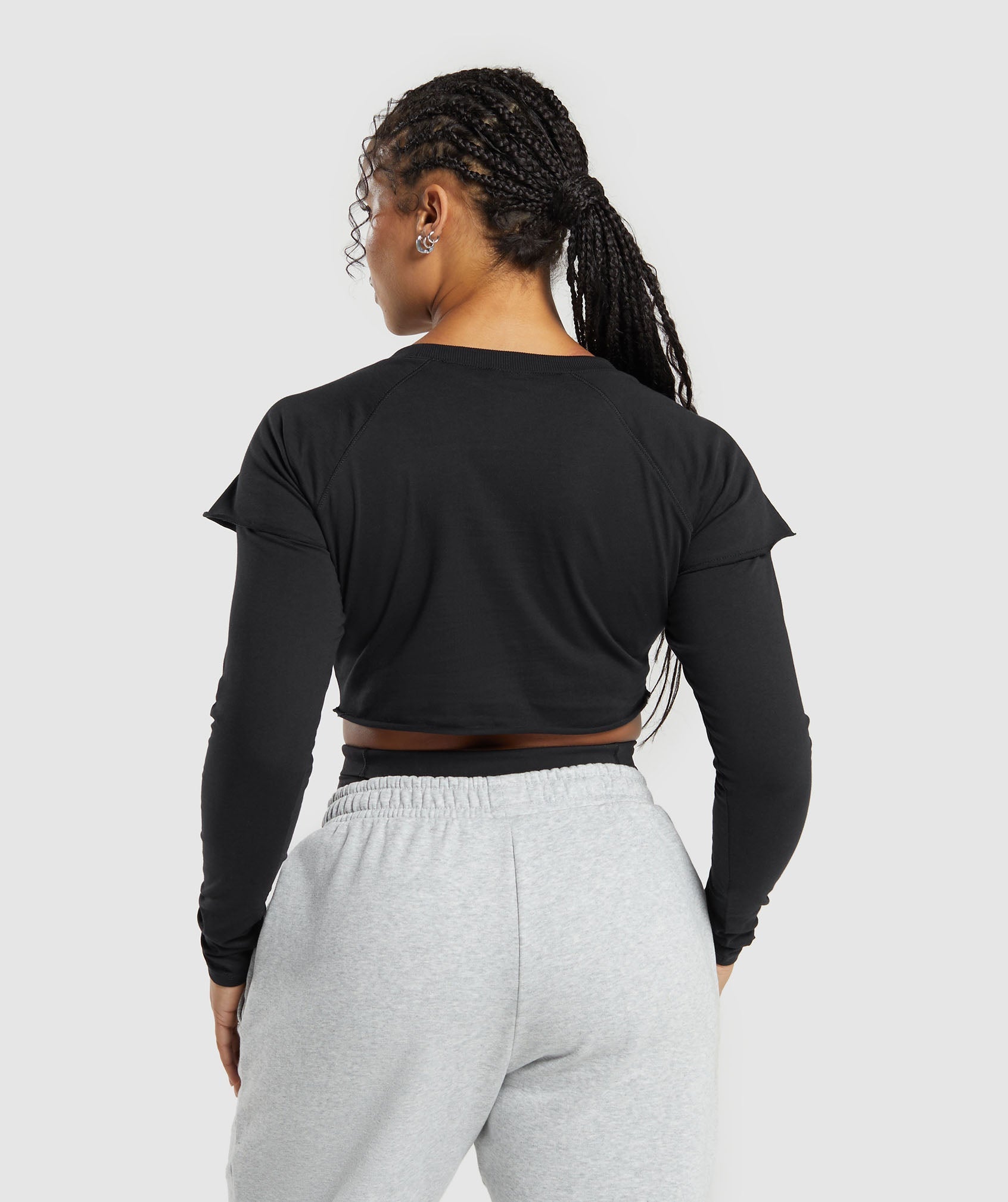 Lifting 2 In 1 Long Sleeve Crop Top Black