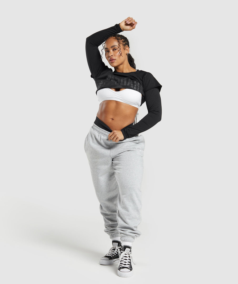 Lifting 2 In 1 Long Sleeve Crop Top Black