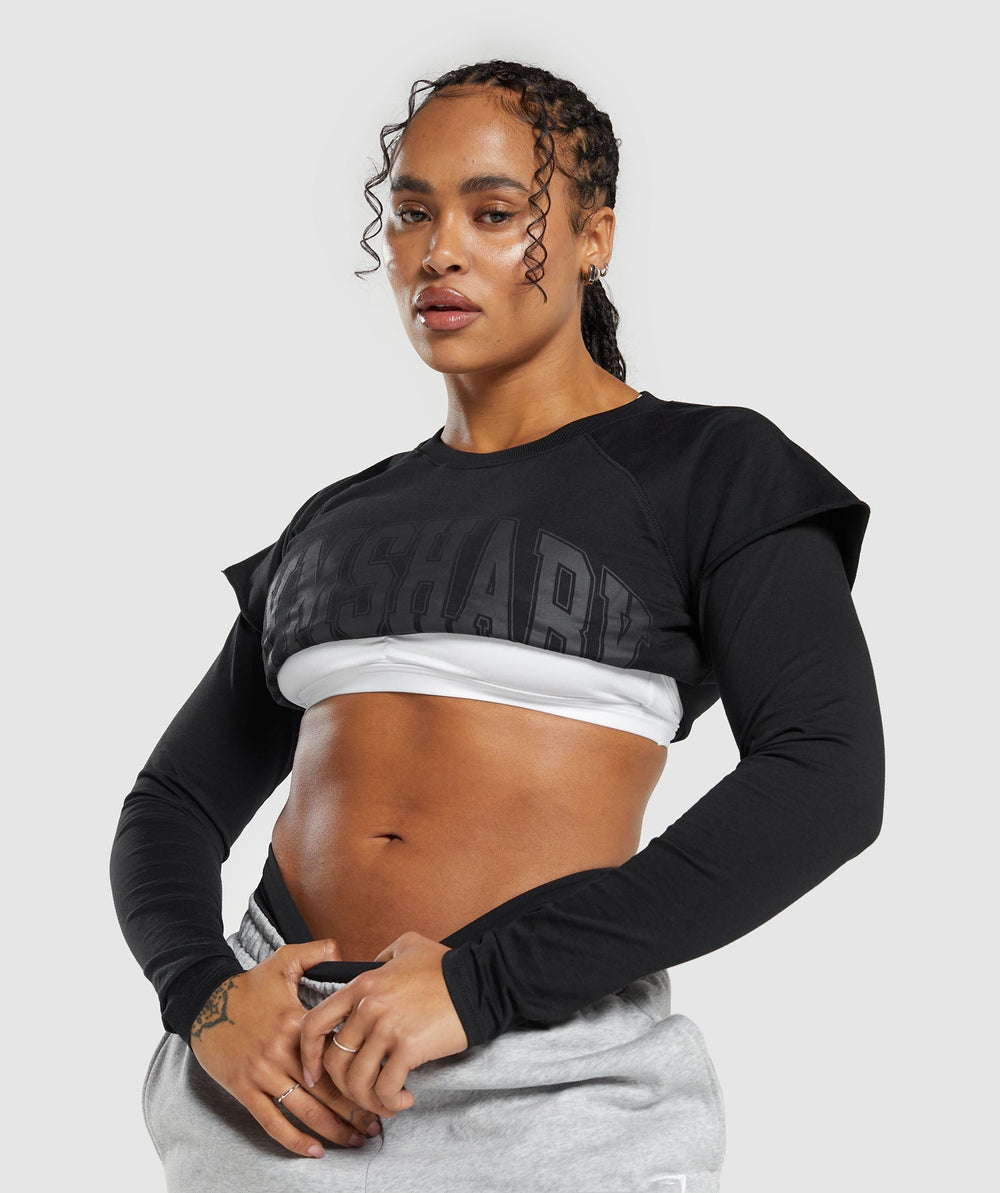 Lifting 2 In 1 Long Sleeve Crop Top Black