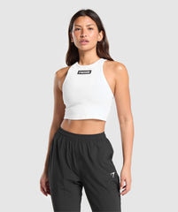 Block Crop Tank White