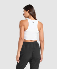 Block Crop Tank White