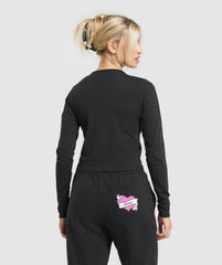 Tattoo Midi Long Sleeve T-Shirt Black