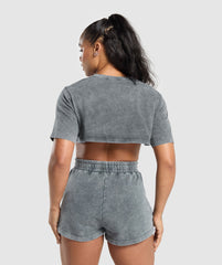 Collegiate Shadow Washed Crop Top Asphalt Grey