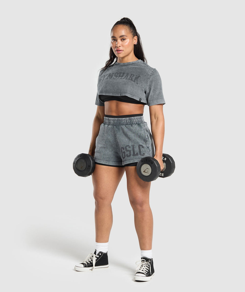 Collegiate Shadow Washed Crop Top Asphalt Grey