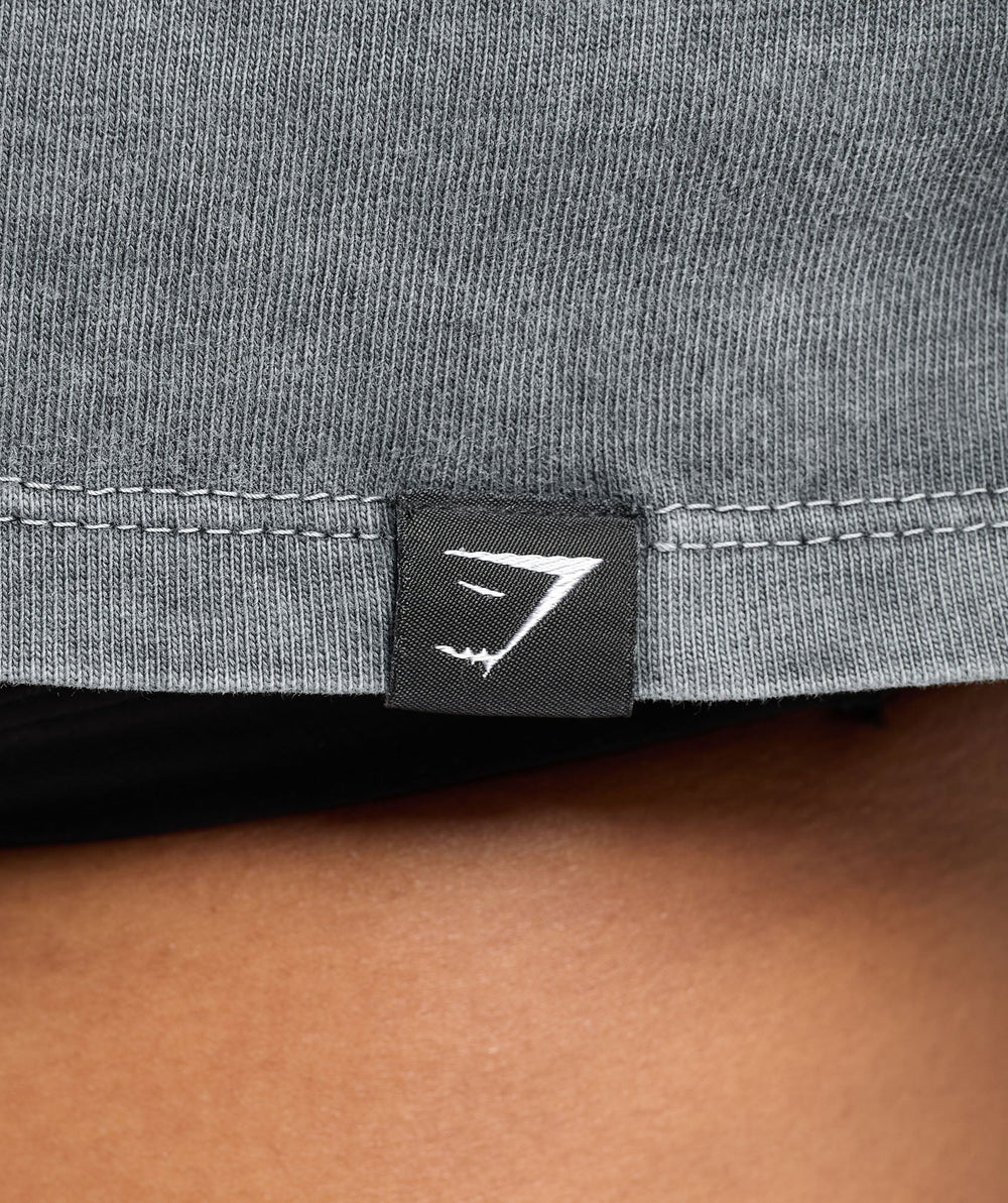 Collegiate Shadow Washed Crop Top Asphalt Grey