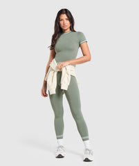 Contrast Seamless Midi Tee Unit Green