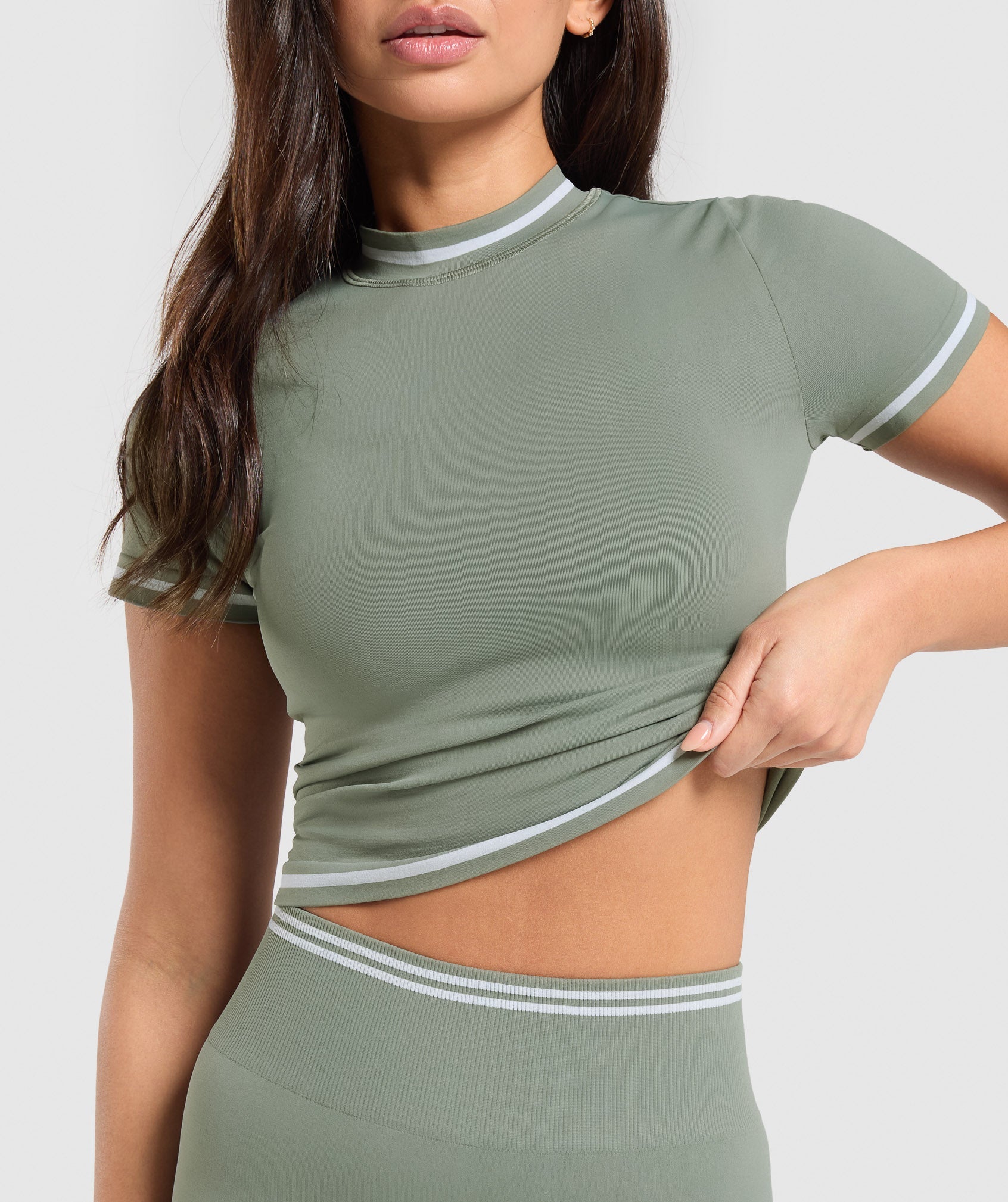 Contrast Seamless Midi Tee Unit Green