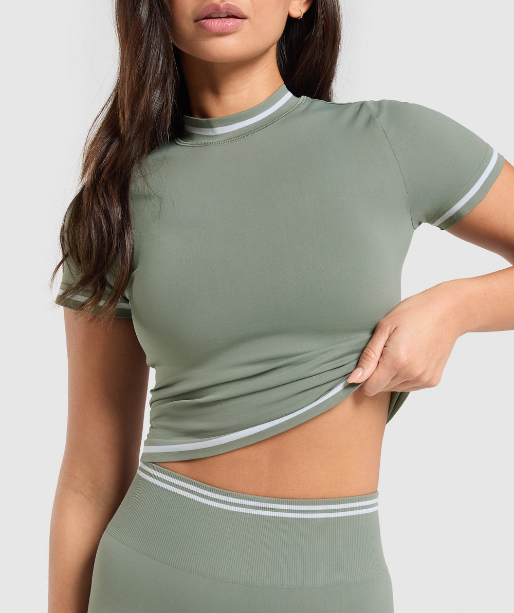 Contrast Seamless Midi Tee Unit Green
