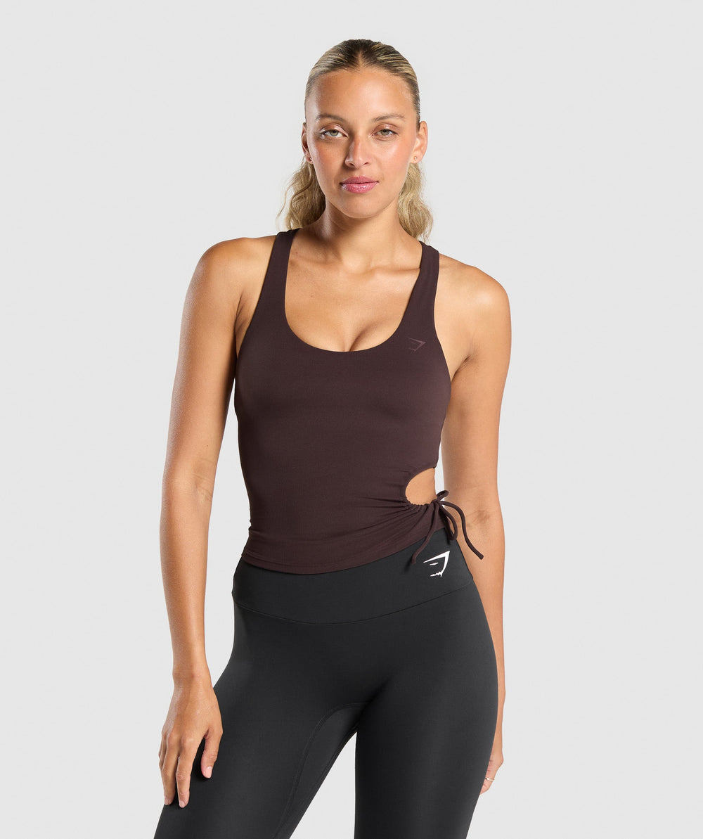 Ruched Side Tank With Shelf Heritage Brown