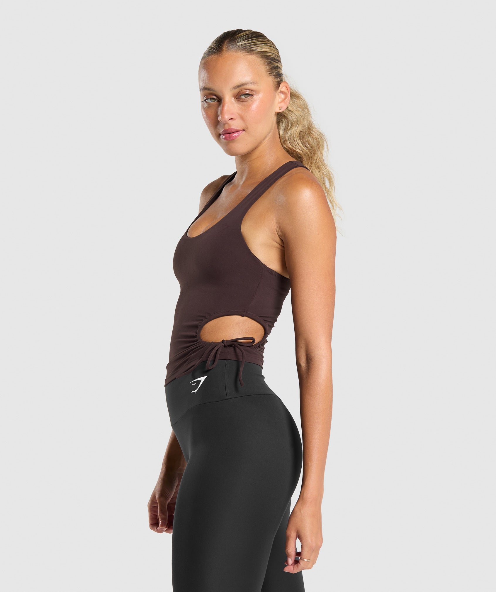 Ruched Side Tank With Shelf Heritage Brown