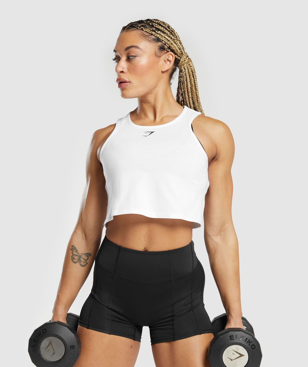 Lifting Essential Cotton Crop Tank White