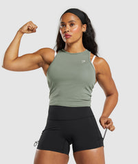Essential Cotton Midi Tank Unit Green