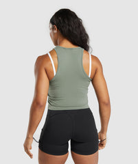 Essential Cotton Midi Tank Unit Green