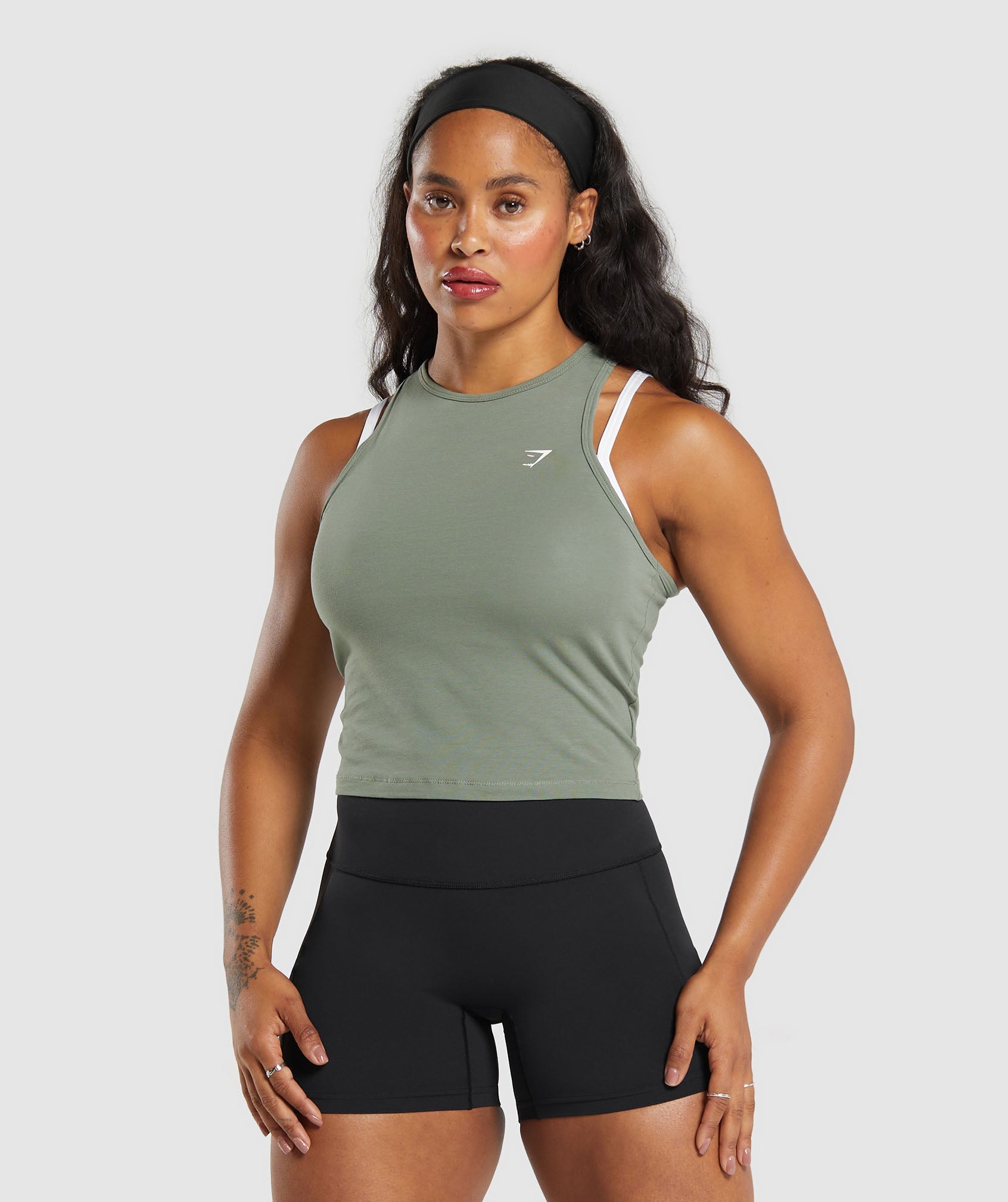 Essential Cotton Midi Tank Unit Green