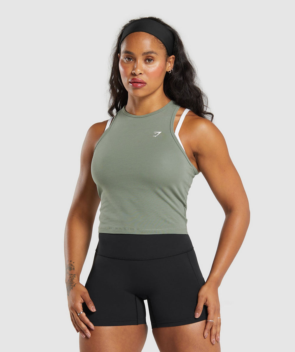 Essential Cotton Midi Tank Unit Green