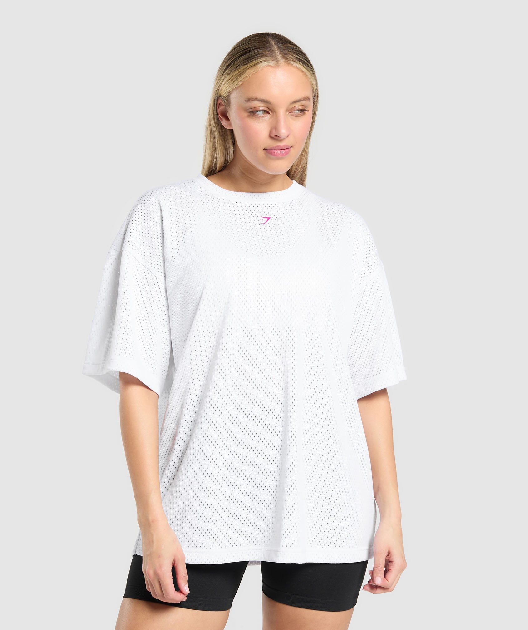 Mesh Graphic Oversized T-Shirt White