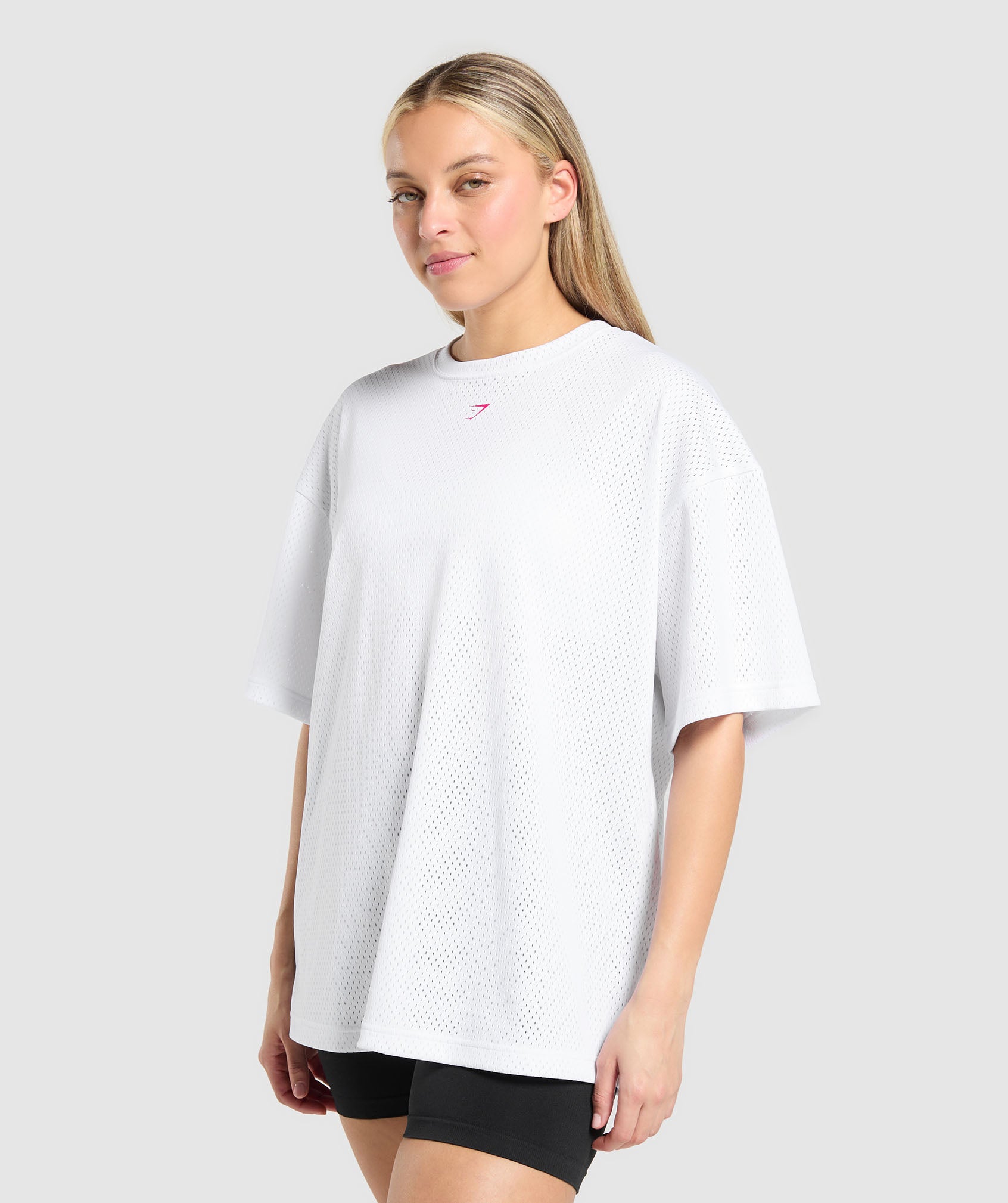 Mesh Graphic Oversized T-Shirt White