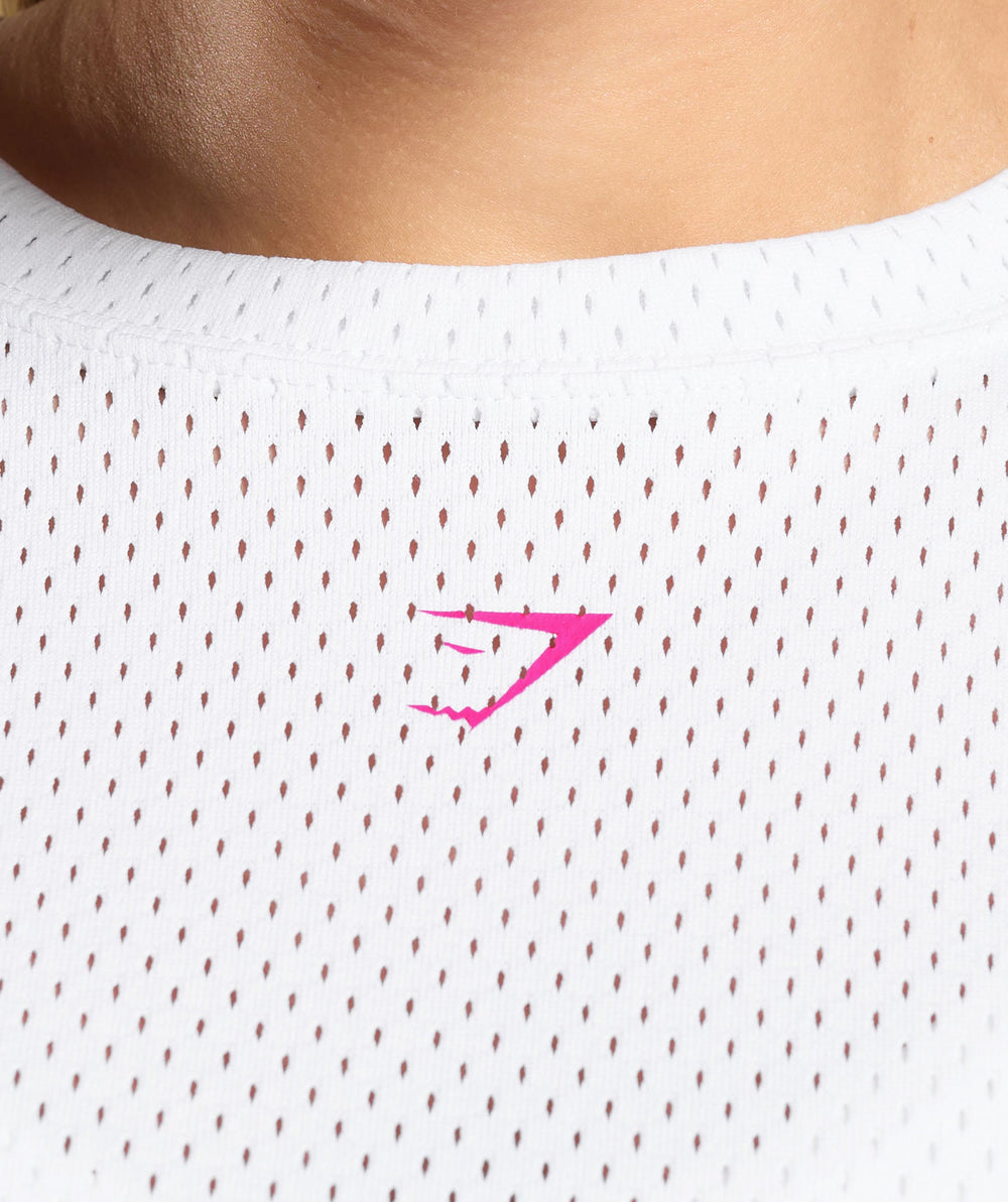 Mesh Graphic Oversized T-Shirt White