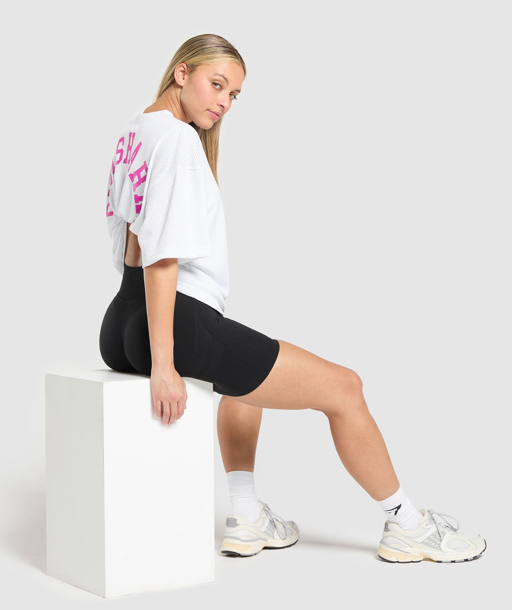 Mesh Graphic Oversized T-Shirt White