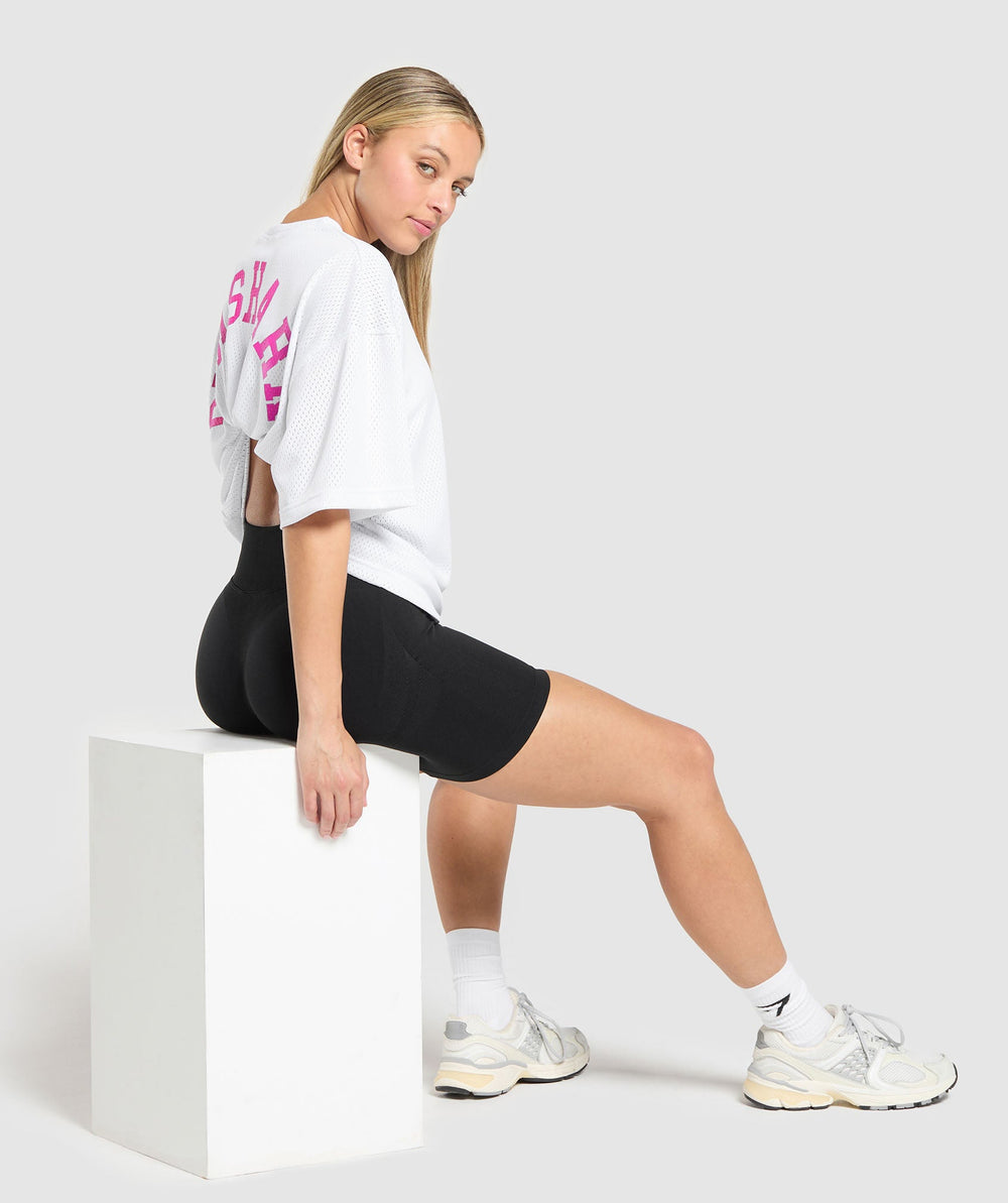 Mesh Graphic Oversized T-Shirt White