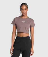 Running Graphic Crop Top Steel Purple