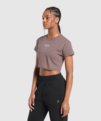 Running Graphic Crop Top Steel Purple