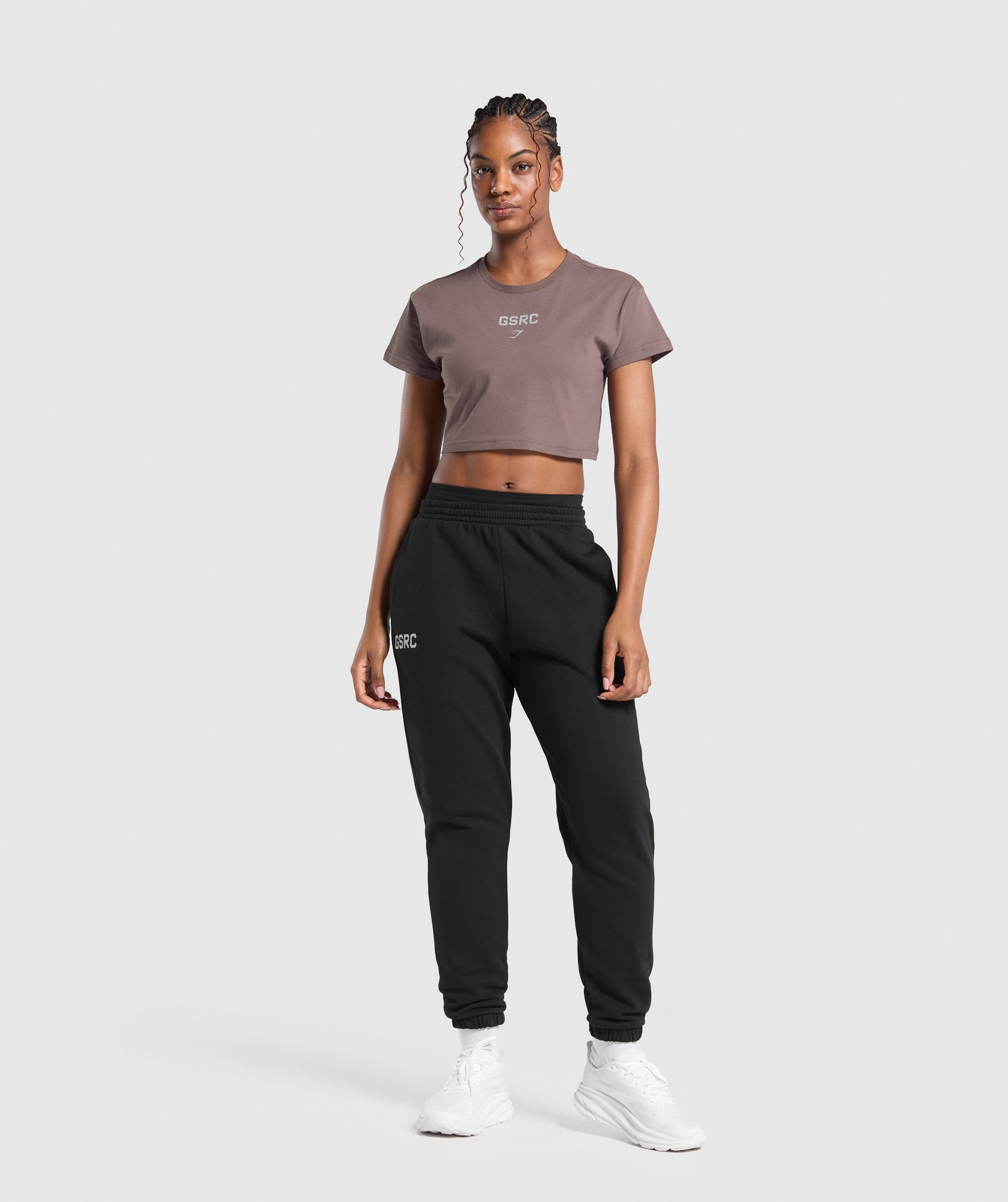 Running Graphic Crop Top Steel Purple