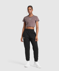 Running Graphic Crop Top Steel Purple