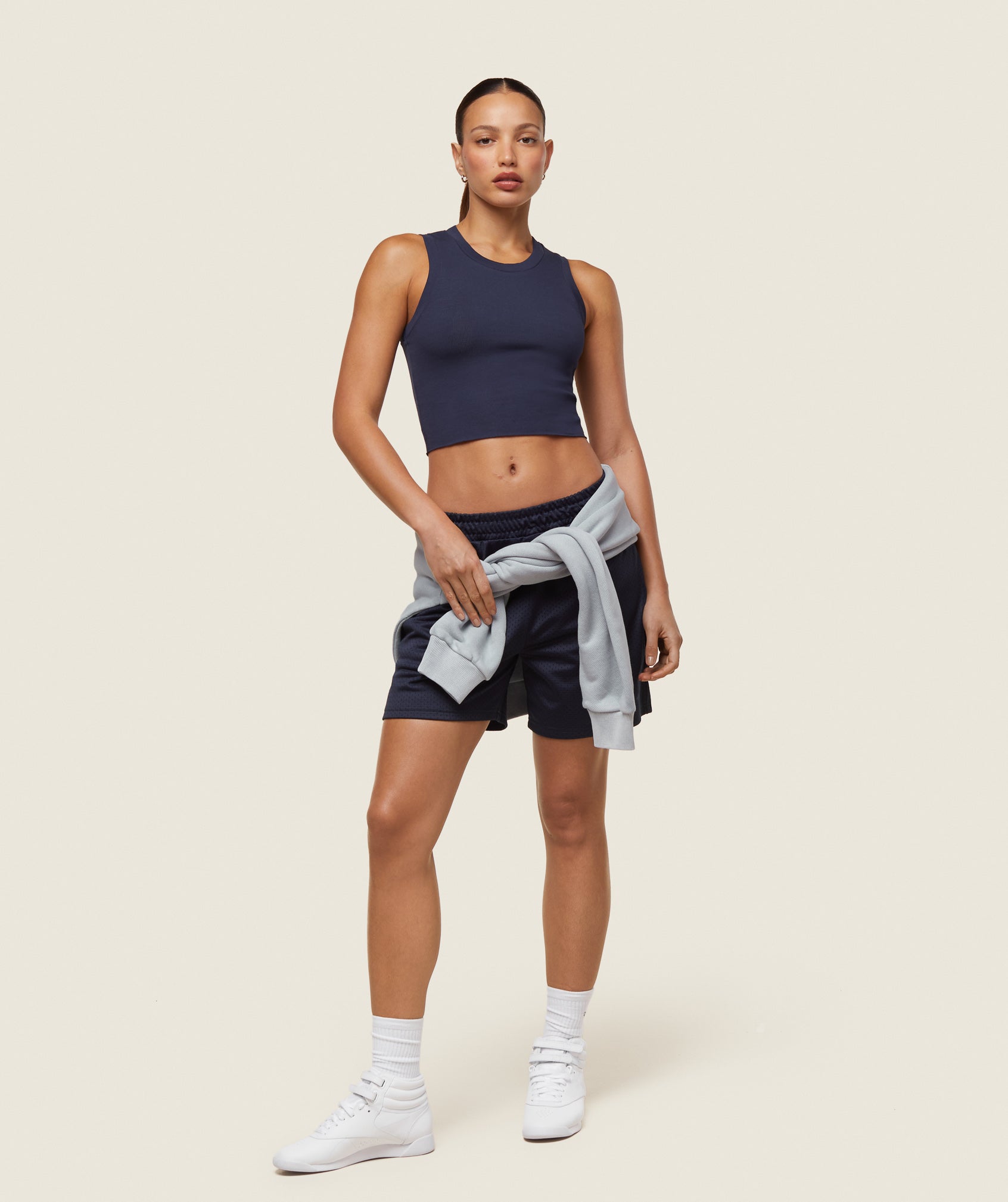everywear Ribbed Body Tank Heavy Blue