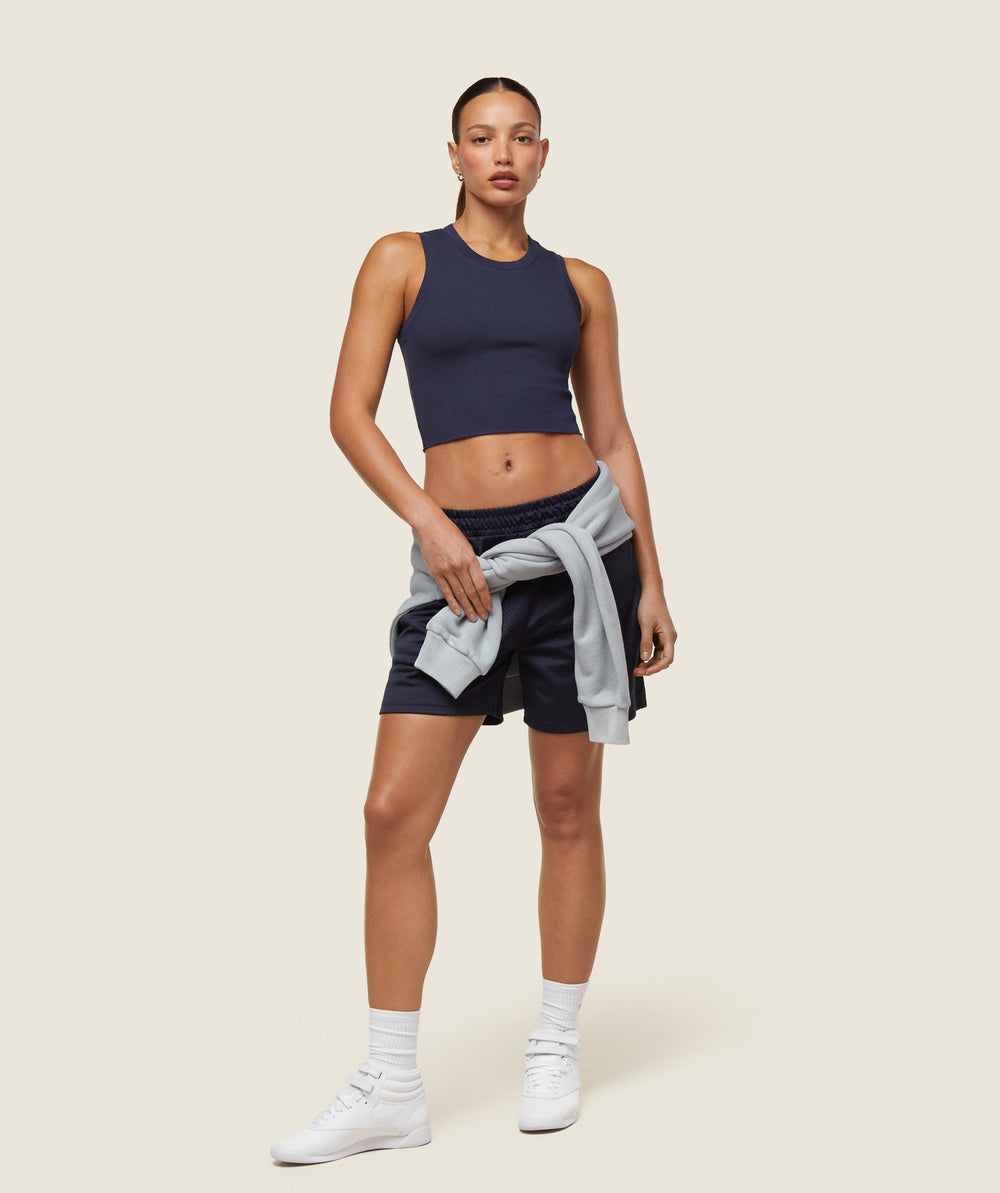 everywear Ribbed Body Tank Heavy Blue