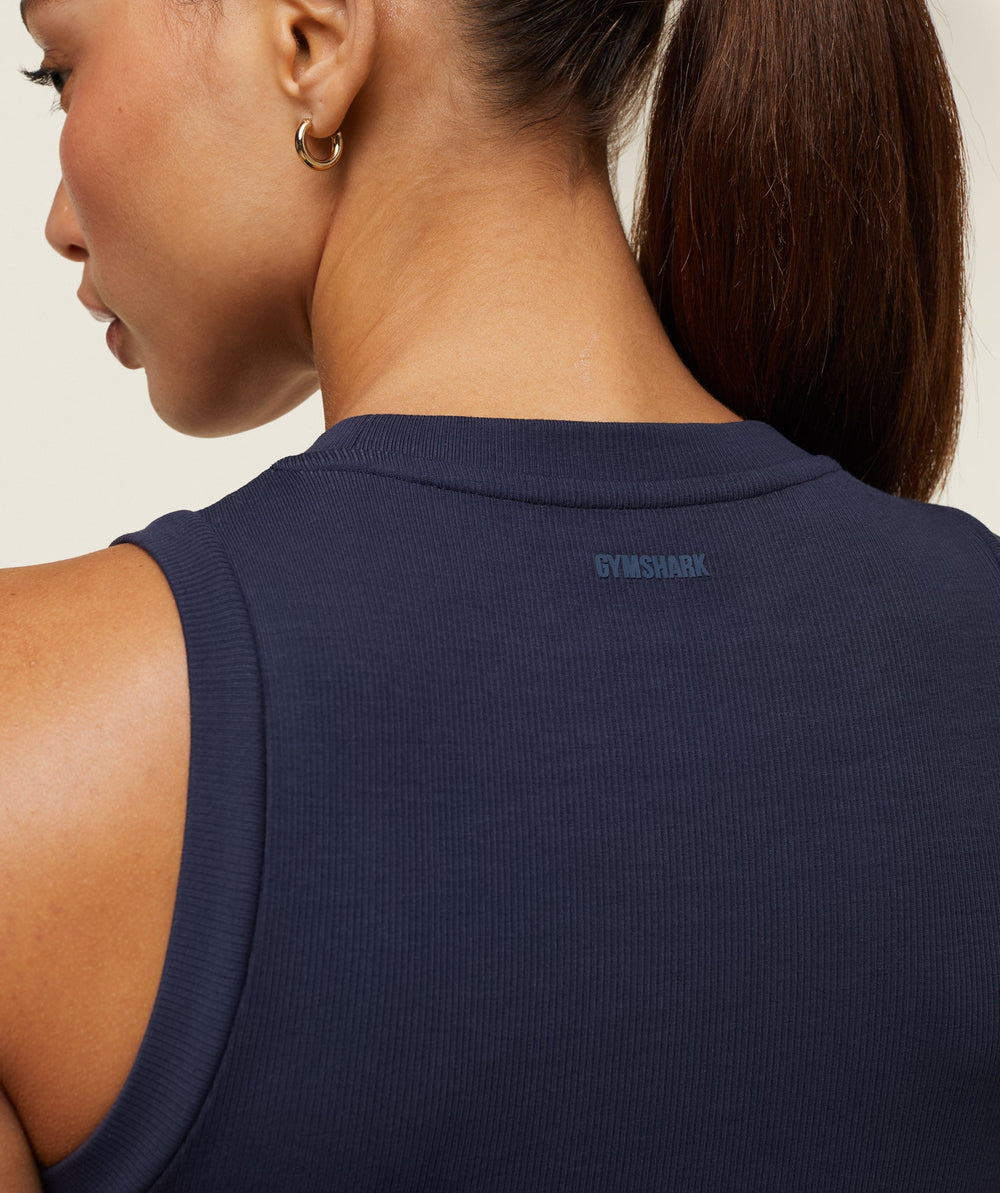 everywear Ribbed Body Tank Heavy Blue
