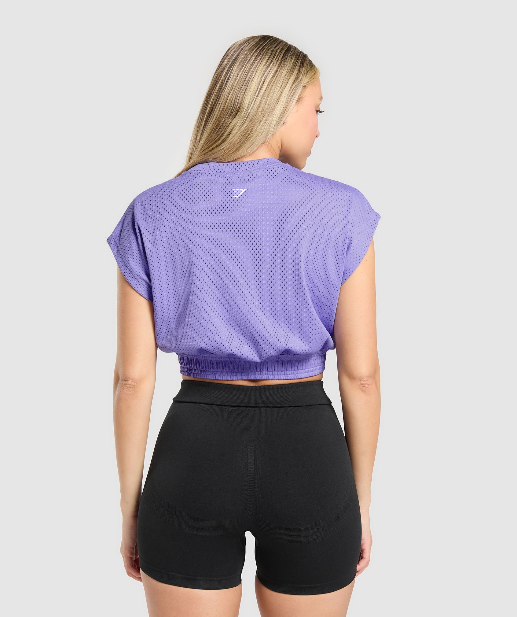 Mesh Graphic Crop Top Record Purple
