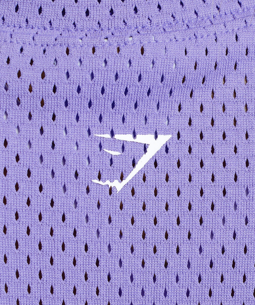 Mesh Graphic Crop Top Record Purple