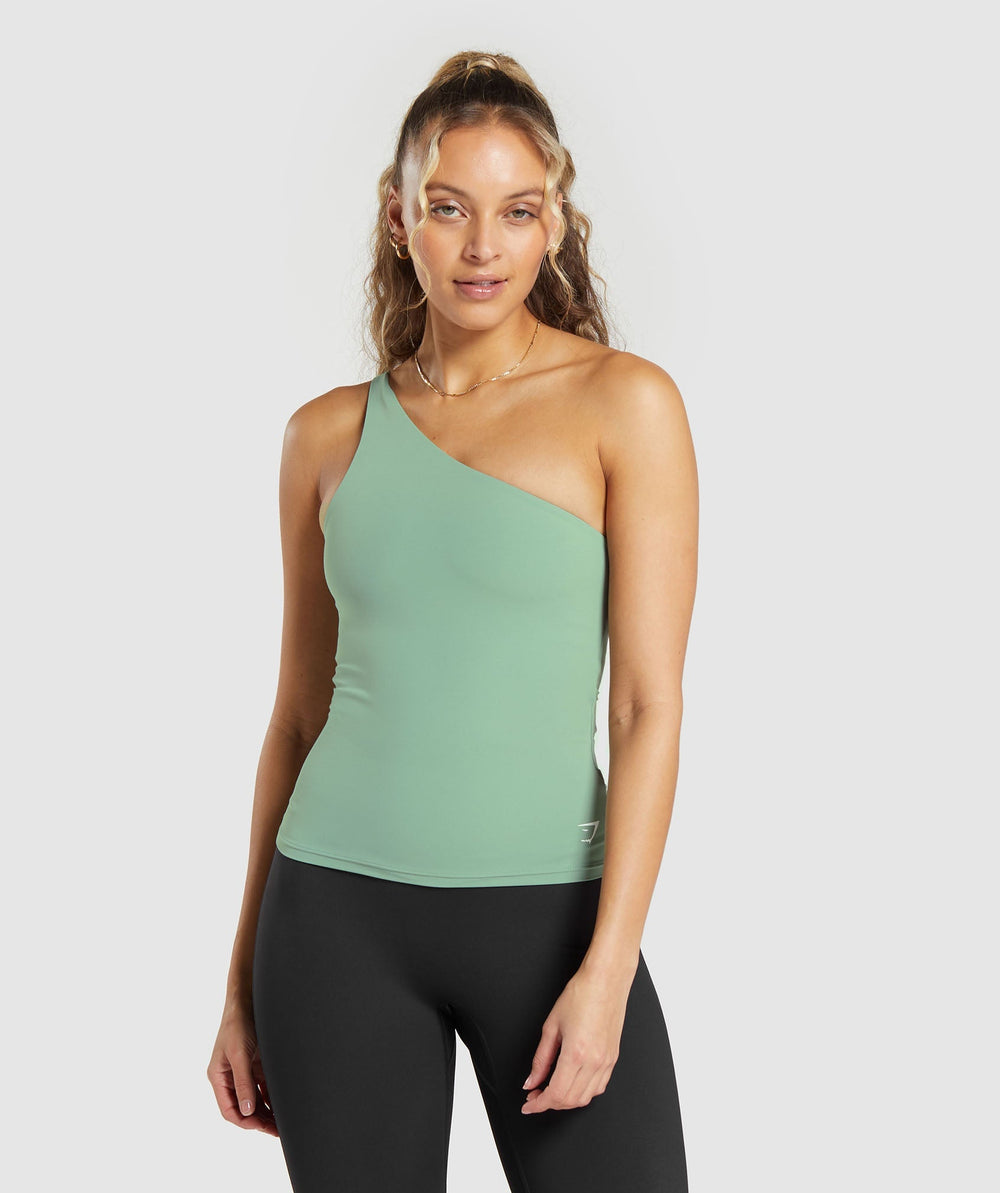 Asymmetric Shelf Tank Dollar Green