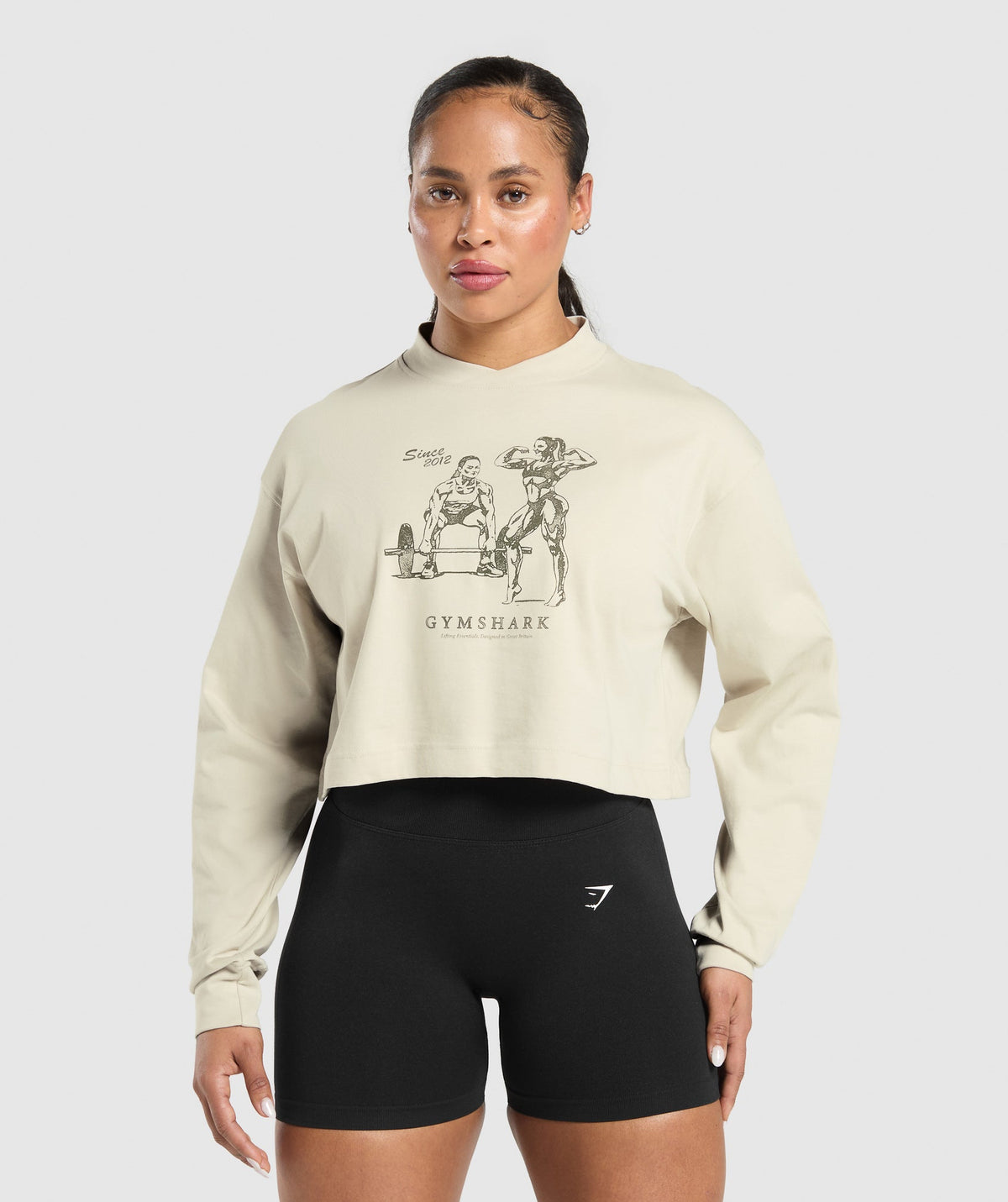 Two Strong Women Midi Long Sleeve Top Pebble Grey