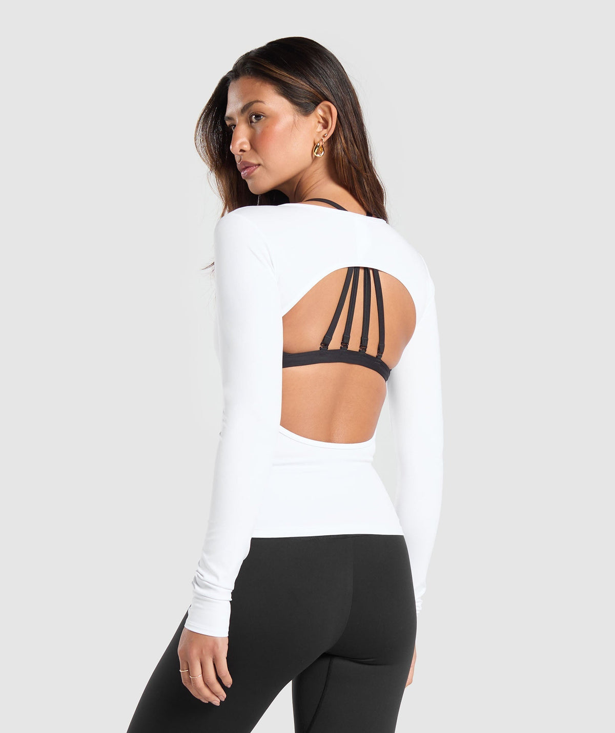Everyday Open Back Long Sleeve Top White