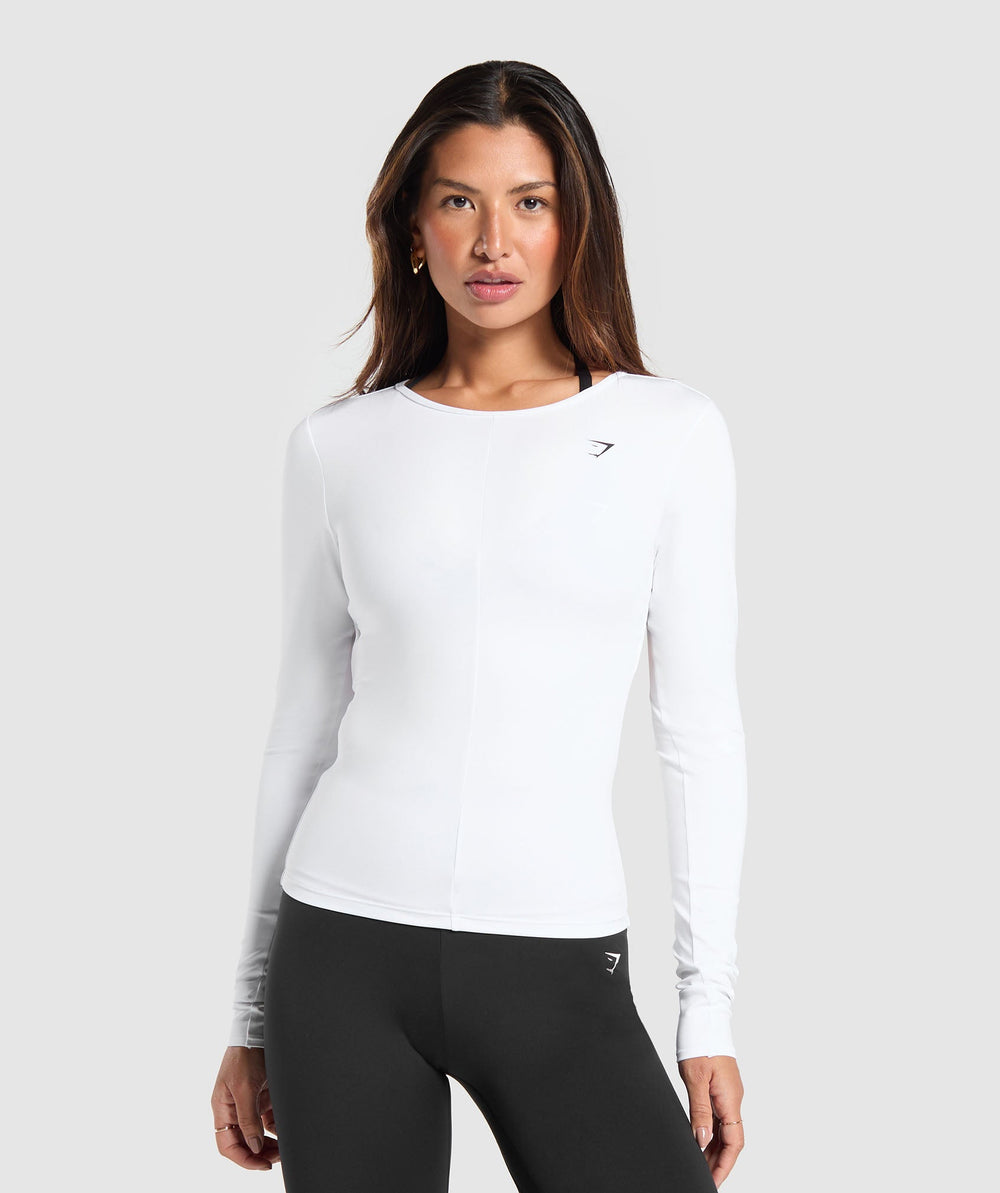Everyday Open Back Long Sleeve Top White
