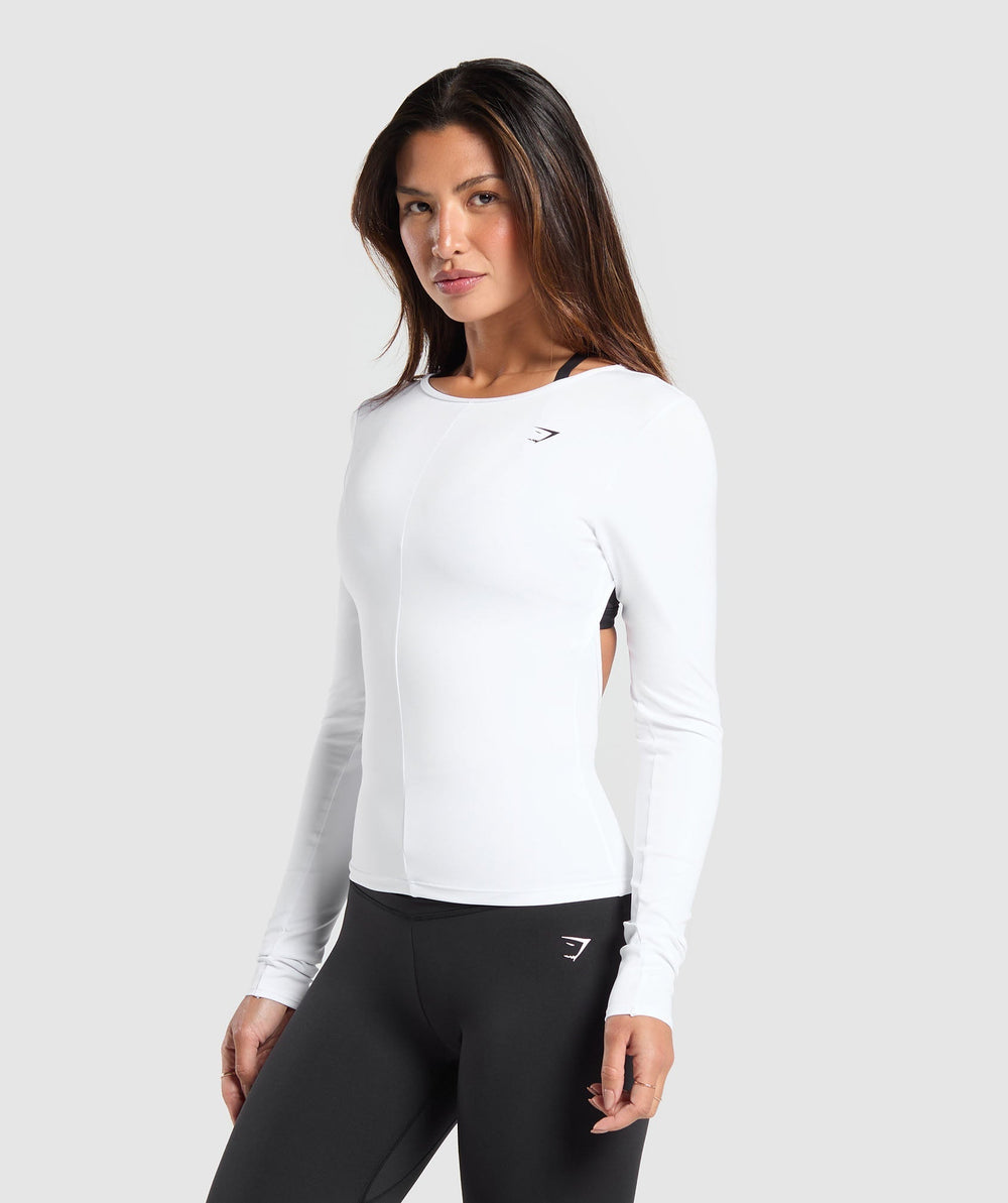 Everyday Open Back Long Sleeve Top White